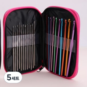 레인보우 코바늘 세트 + 파우치 핑크, 5세트