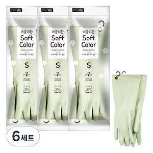 명진 러블리한 소프트컬러 고무장갑 고리형, 민트, 소(S), 6세트