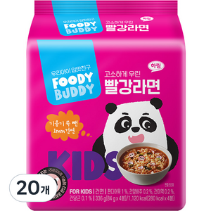 푸디버디 빨강라면, 84g, 20개