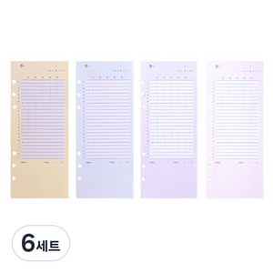 루카랩 A5 슬림 리필속지 투데이 플래너 6공 4종 x 32p 세트, 128매, 6세트