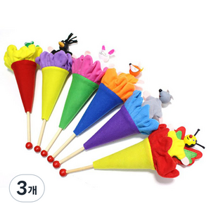 캐스비 막대인형동물 6종, 혼합색상, 3개