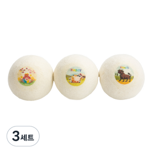 복 있는 소 캐릭터 울 드라이어 양모볼, 3세트