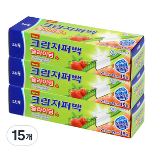 크린랩 크린 슬라이딩 지퍼백 21 x 19 cm, 소(S), 15개입, 15개