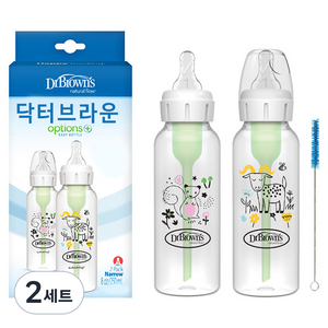 닥터브라운 옵션스 + 내로우넥 디자이너 PP 젖병 2종, 다람쥐와 염소, 250ml, 2세트