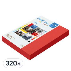 종이문화 프린트 프로 칼라복사지 No 29 레드 120g, 320개, A3