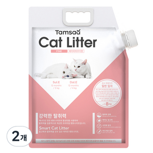 탐사 캐나다산 벤토나이트 고양이 모래 일반입자형, 8.1L, 2개, 베이비파우더향