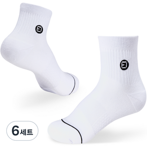 핏어스 남성용 베이직 러닝양말 3p, 화이트, 6세트