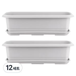 식스파머스 튼튼한 베란다 옥상 야채 키우기 메가박스 야채 텃밭 화분 655 + 받침 세트, 그레이, 12세트