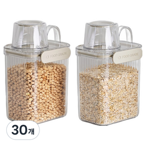 달팽이리빙 메종치비네 밀폐 잡곡통 1.3L, 투명, 30개