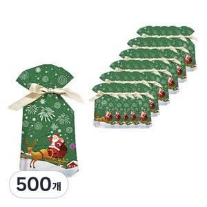 살림여왕 크리스마스 선물 포장 리본 봉투, 썰매그린, 500개