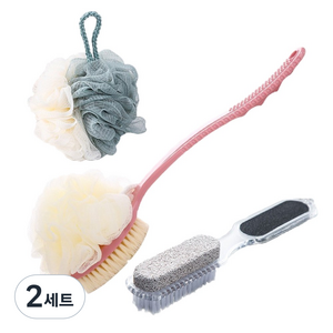 예뻐유 바디샤워용품 3종 세트, 핑크(바디브러쉬), 그린(샤워볼), 2세트