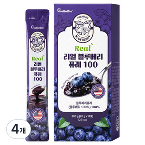 헬로바이오 리얼 블루베리 퓨레 100, 4개, 300g