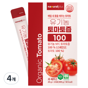내츄럴플러스 유기농 토마토즙 100, 4개, 300g