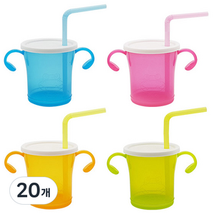 아가프라 빨대컵, 180ml, 20개, 핑크 + 오렌지 + 블루 + 그린