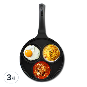퀸센스 인덕션 블랙 에그팬, 24cm, 3개