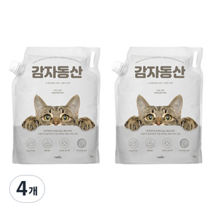 nello 쿠쿠 감자동산 벤토나이트 고양이 모래, 9kg, 4개, 무향