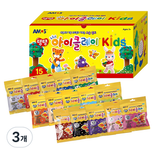 아이클레이 키즈 15색 칼라클레이 선물세트, 혼합색상, 750g, 3개