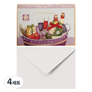프롬앤투 크리스마스 카드 5p + 봉투 5p S204q3, 혼합 색상, 4세트