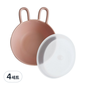 나인웨어 애니멀 시리얼볼 뚜껑세트 래빗, 핑크, 4세트