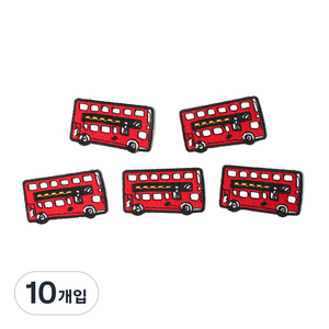 패션포인트 미니 자수 와펜 빨간버스 60 x 35 mm, 혼합 색상, 10개입