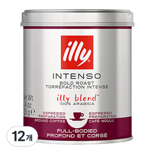 일리 볼드 로스트 분쇄 커피 인텐소, 에스프레소, 125g, 12개