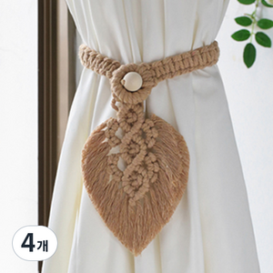 JCP 마크라메 커튼 스트랩 13cm, 브라운, 4개