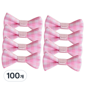 PH 미니리본 포장데코용품, 체크핑크, 100개