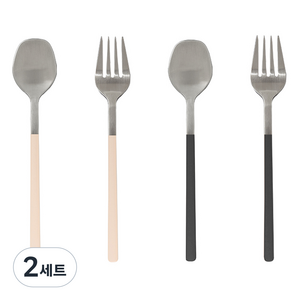 메종오브제 시에르 딜라잇 커트러리 티스푼 티포크 세트 아이보리 + 차콜블랙, 2세트, 티스푼 2p + 티포크 2p