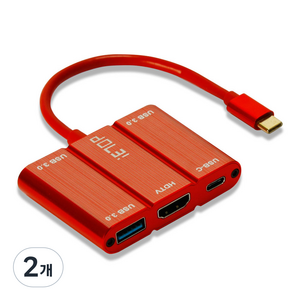 이탑 Type C USB 3.0 허브 HDMI C타입 멀티 커넥터 ET-M3000, 레드, 2개