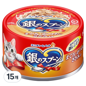 유니참긴노스푼 고양이 습식 캔, 혼합맛(참치/가다랑어/닭가슴맛), 70g, 15개