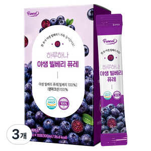 퍼니트 하루하나 야생 빌베리 퓨레 10포, 3개, 100ml