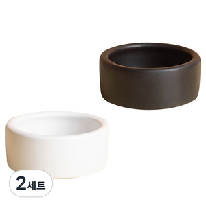 레몽크리프 소동물 세라믹 먹이그릇 S 2종 세트, 화이트, 블랙, 2세트