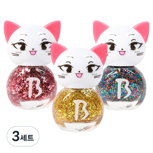 엔비베베 키즈네일 고양이 블링핑 L 4ml x 3종 선물세트, 핑크블링, 골드블링, 오색블링, 3세트