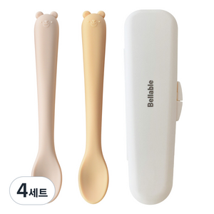 벨라블 고미 이유식 피딩 스푼 2종 + 케이스 세트, 스푼(머스타드 + 베이지), 4세트