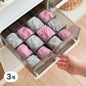 네이쳐리빙 시크릿모듈 더커진 적층형 속옷 정리함 24칸, 혼합색상, 3개