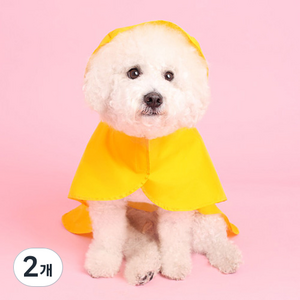 어썸키즈 강아지 판초 레인코트, yellow, 2개