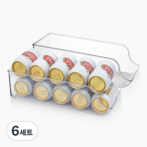 리본제이 리메이크 수납 정리 트레이 캔홀더, 투명, 6세트