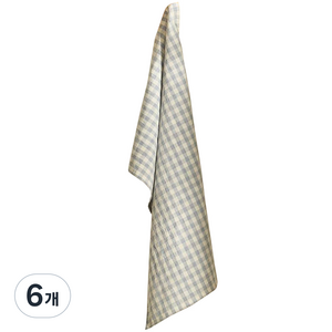 데코뷰 코티지 블루 키친크로스, 블루 체크, 6개