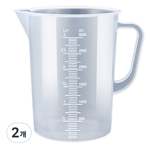 리빙메이커 BPA Free 다용도 튼튼한 플라스틱 계량컵 비커 3L, 2개