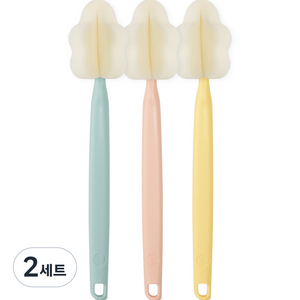 베이비앤아이 유아용 크림 롱 젖병솔 3종 세트, 레인보우, 2세트