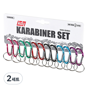 케이디와이 원터치 카라비너 6종 x 2p 세트 KKB-2545O, 혼합색상, 2세트