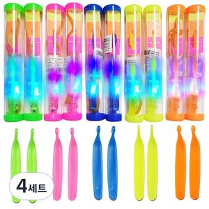 해피아이 LED 불빛 낙하산 일자스틱 5종 x 2p 세트, 블루 + 그린 + 형광 + 핑크 + 주황, 4세트