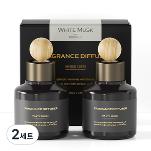 아이엠듀 퍼퓸 차량용 디퓨저 80ml 본품 2개 + 우드볼스틱 2개 + 흡착패드 2개 본품, 화이트머스크, 2세트