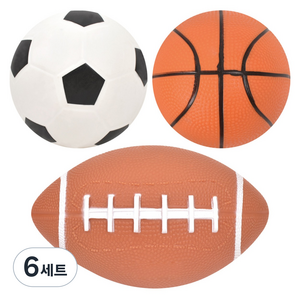 말랑말랑 스펀지 스포츠 공 3종 세트, 혼합색상, 6세트