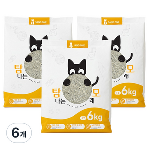 샌드원 탐나는 와이오밍 고양이 모래, 6kg, 6개, 무향