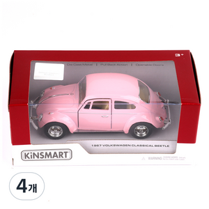 킨스마트 1967 폭스바겐 클래식비틀 파스텔 자동차 작동완구 KT5375, 핑크, 4개