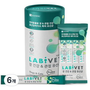 종근당라비벳 반려동물 영양제, 30회분, 관절+장건강, 6개