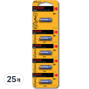 코닥 MAX 27A(MN27) 12V 알카라인 특수건전지, 5개입, 25개