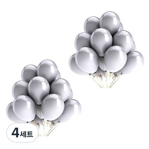 블럭마트 돌잔치 파티 장식풍선, 실버, 4세트