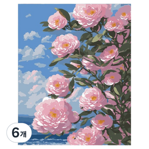 타미나요 힐링 풍경 유화그리기, 바다에 핑크꽃1, 6개